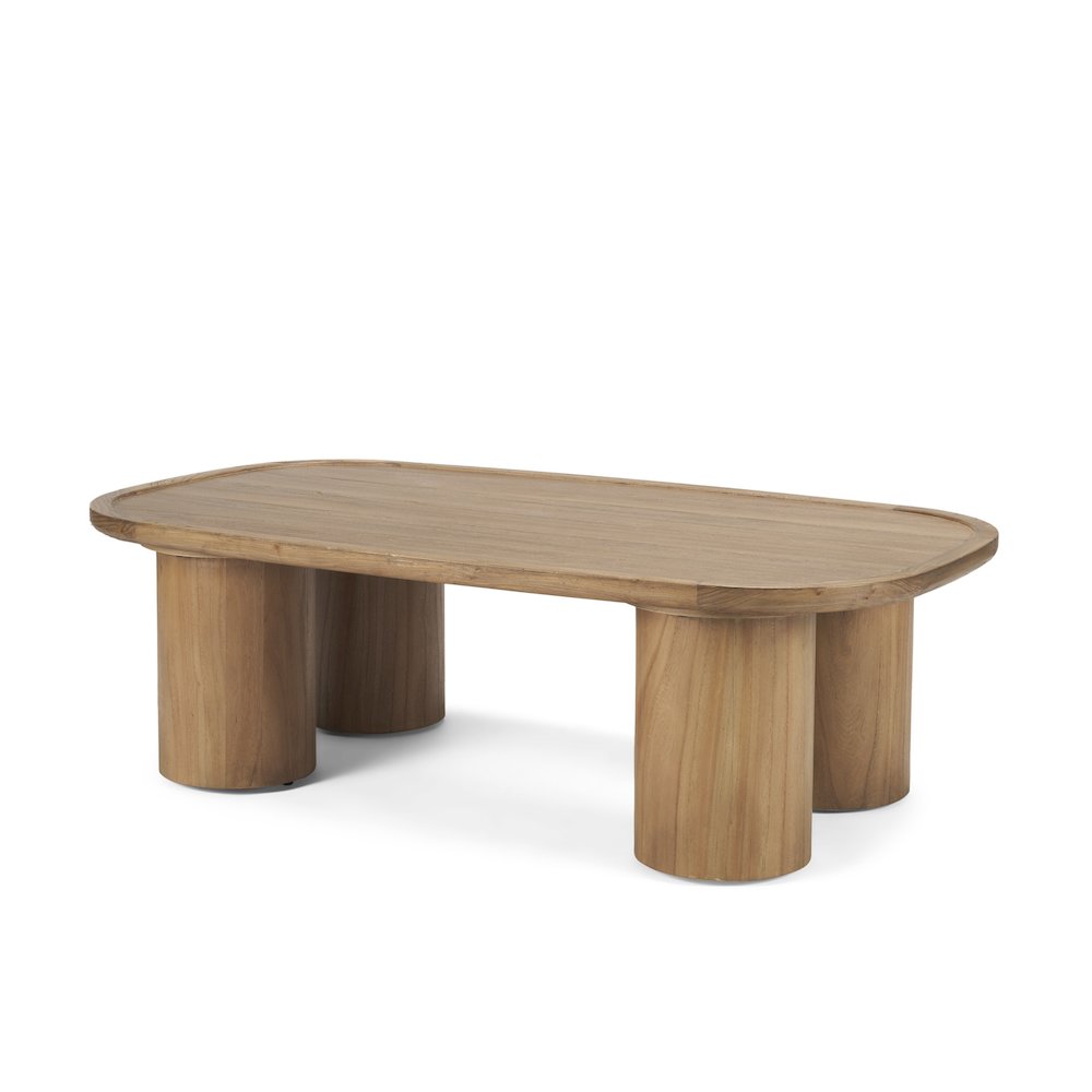 Rectangular Natural Brown Column Legs Coffee Table. Picture 1