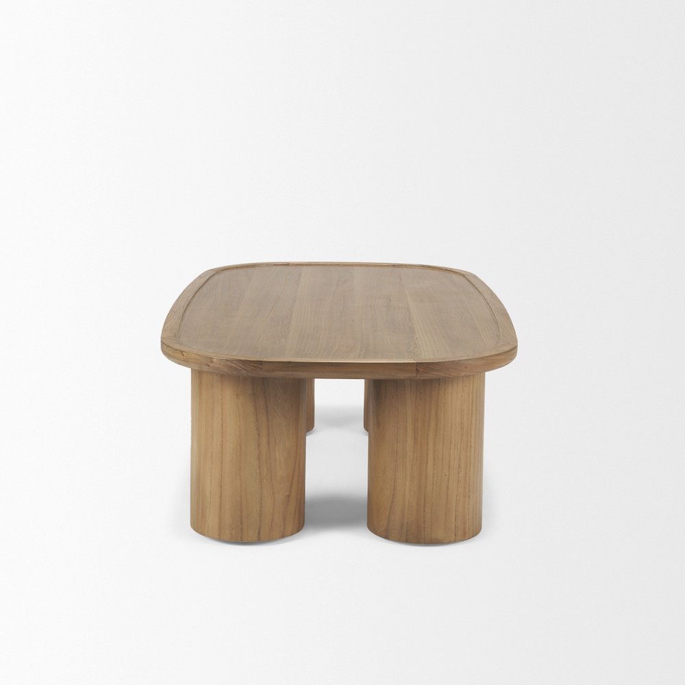 Rectangular Natural Brown Column Legs Coffee Table. Picture 5