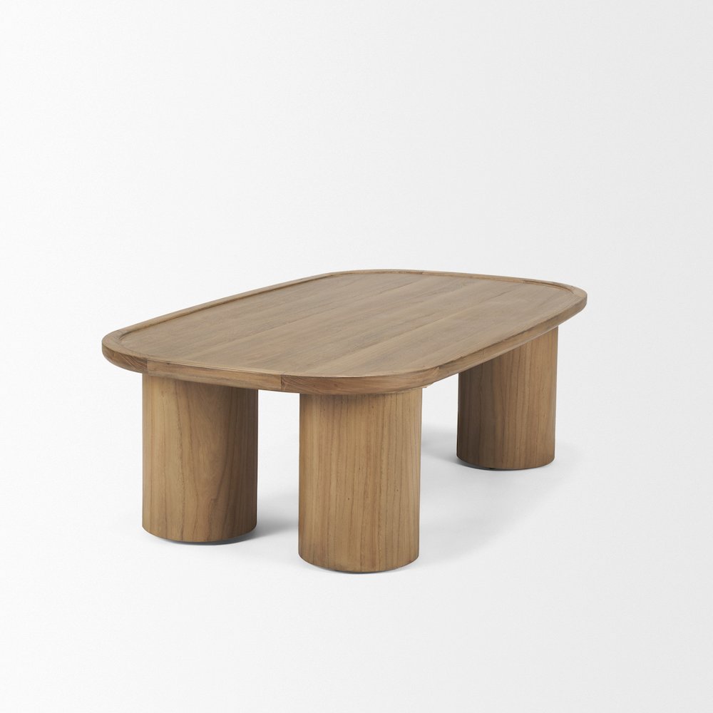 Rectangular Natural Brown Column Legs Coffee Table. Picture 6