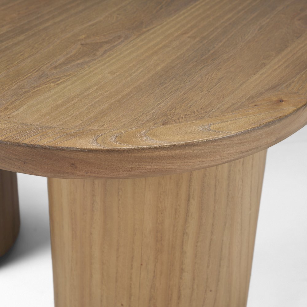 Rectangular Natural Brown Column Legs Coffee Table. Picture 8