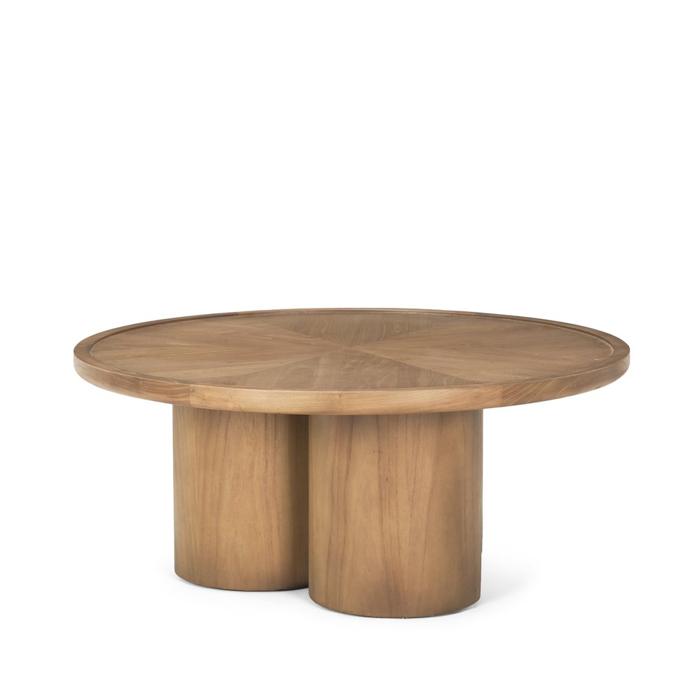 Medium Brown Round Coffee Table. Picture 1