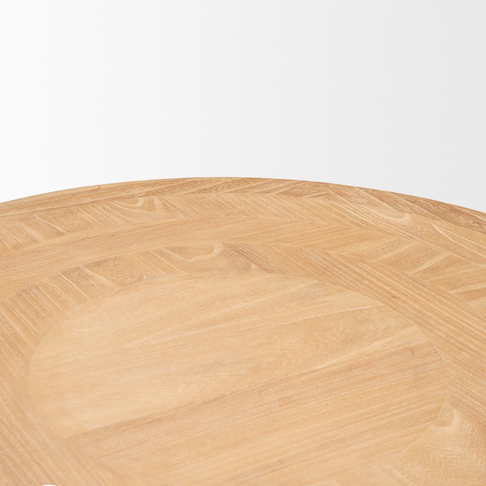Light Brown Wood Round Coffee Table. Picture 6