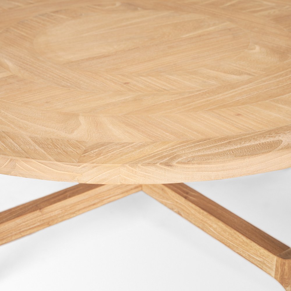 Light Brown Wood Round Coffee Table. Picture 7