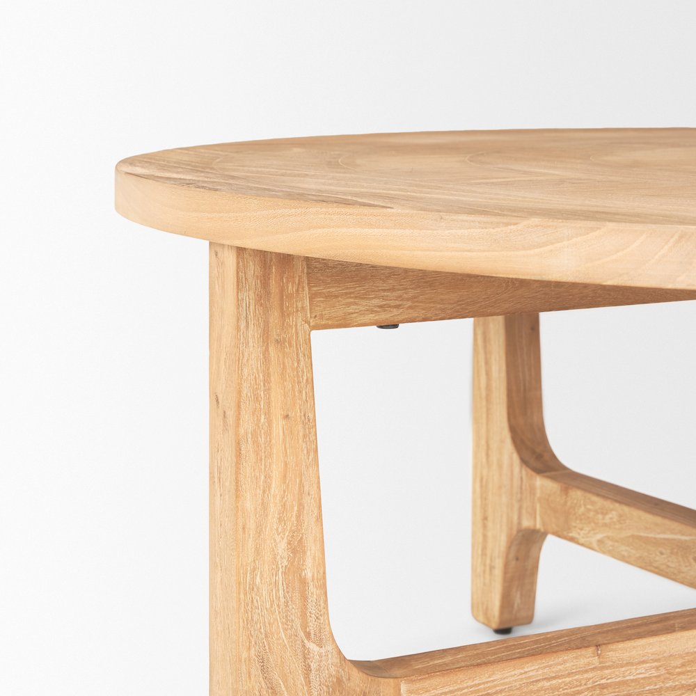 Light Brown Wood Round Coffee Table. Picture 8