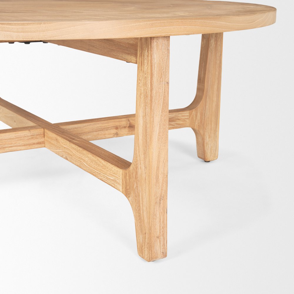 Light Brown Wood Round Coffee Table. Picture 9