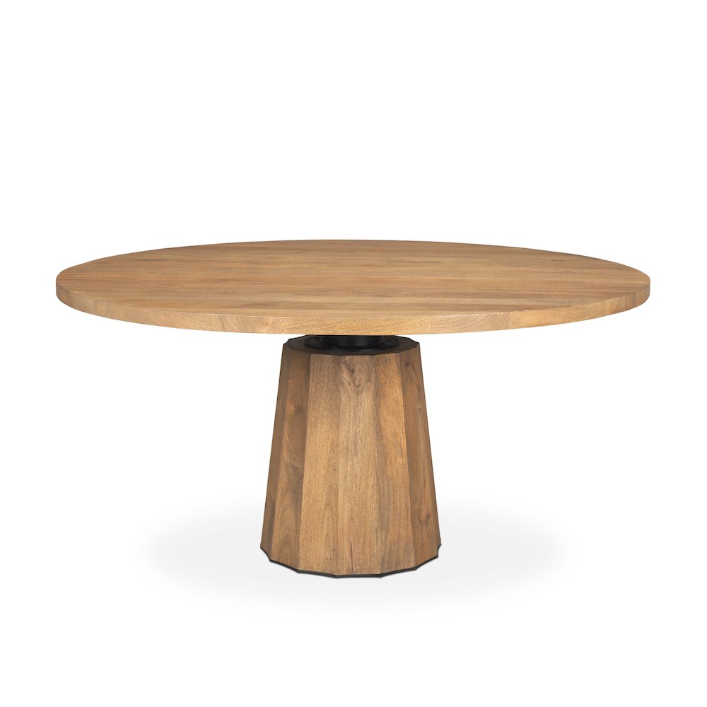 Swanson 60" Light Brown Wood Round Pedestal Dining Table. Picture 1