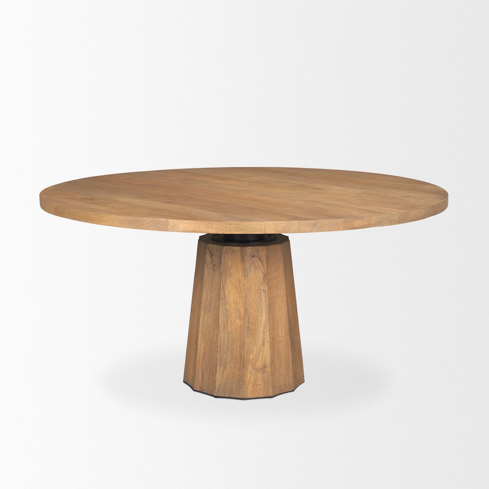 Swanson 60" Light Brown Wood Round Pedestal Dining Table. Picture 6