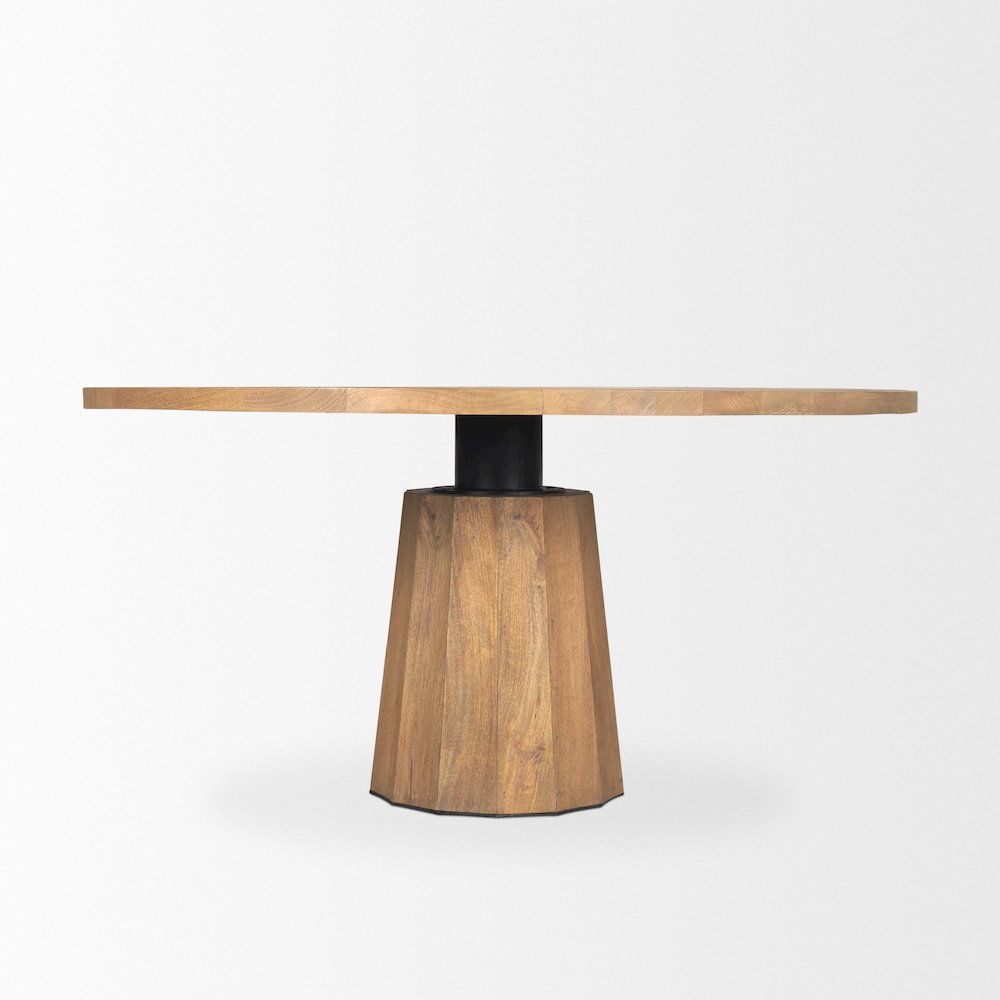 Swanson 60" Light Brown Wood Round Pedestal Dining Table. Picture 7