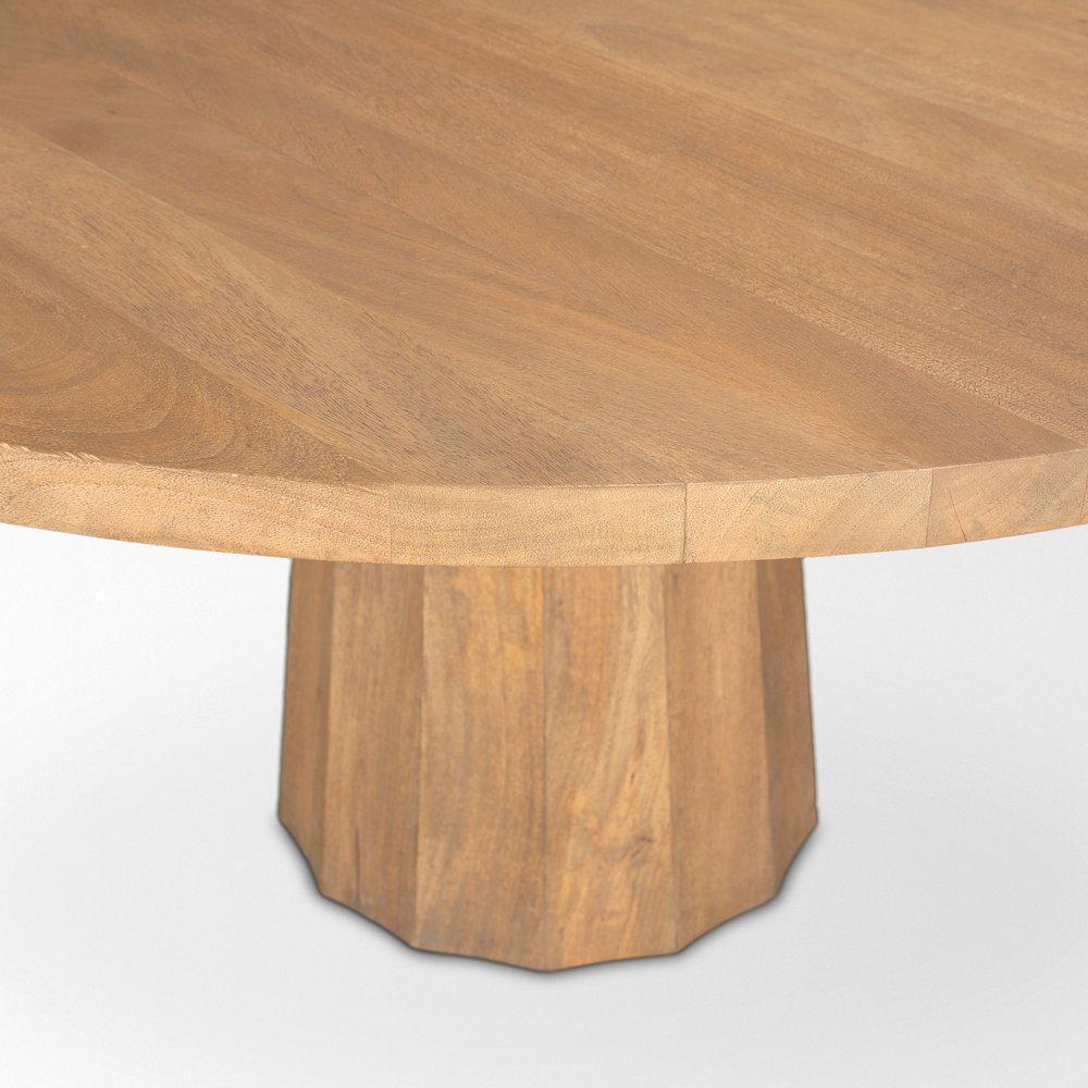 Swanson 60" Light Brown Wood Round Pedestal Dining Table. Picture 9