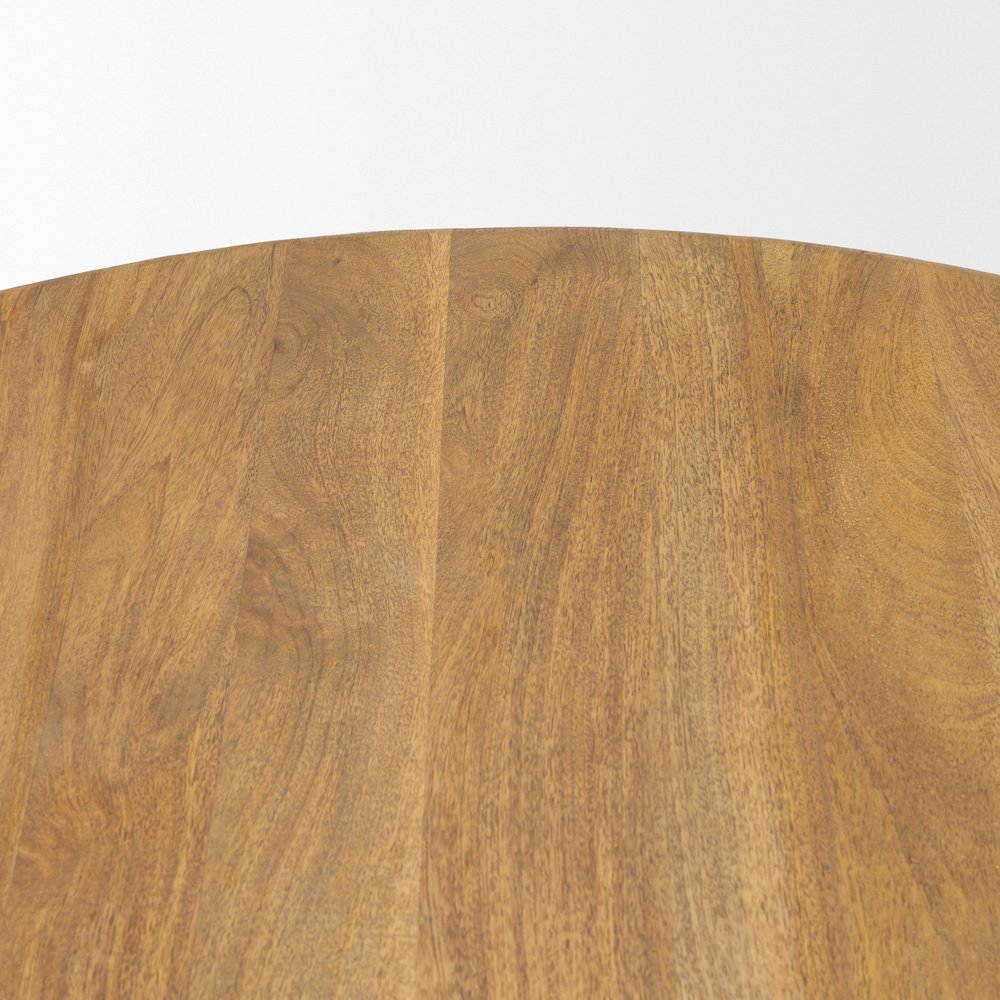 Round Light Brown Woodarched Legs Coffee Table. Picture 10
