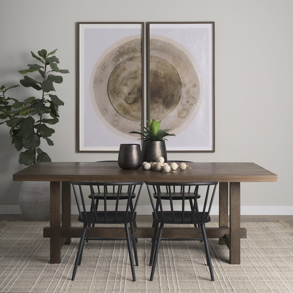 Suke 84" Medium Brown Rectangular Oak Dining Table. Picture 4