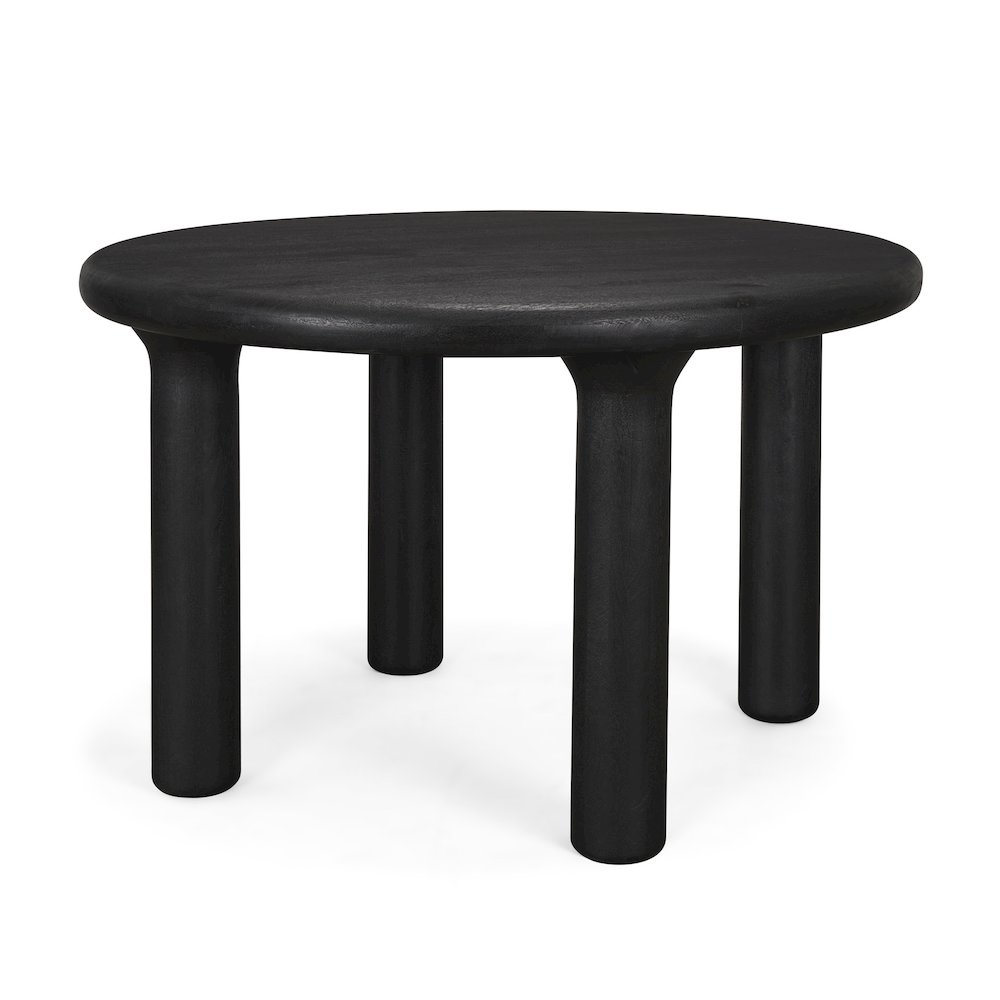 Soma Textured Black Acacia Wood Round Dining Table. Picture 1