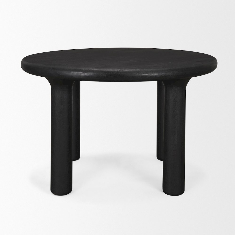 Soma Textured Black Acacia Wood Round Dining Table. Picture 6