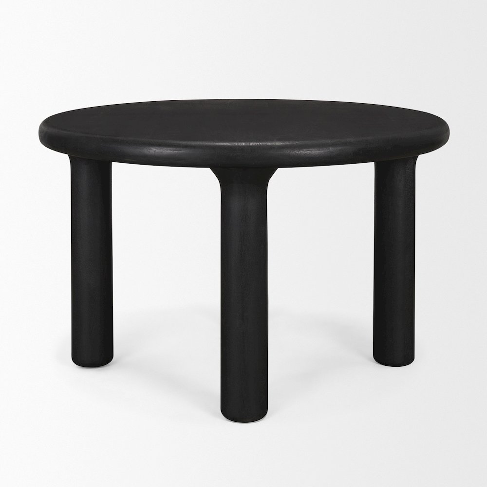 Soma Textured Black Acacia Wood Round Dining Table. Picture 7