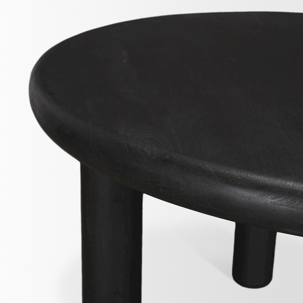 Soma Textured Black Acacia Wood Round Dining Table. Picture 9