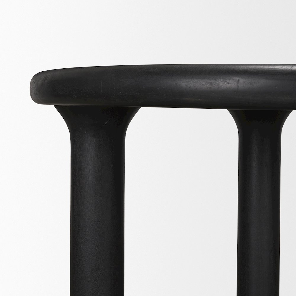 Soma Textured Black Acacia Wood Round Dining Table. Picture 10