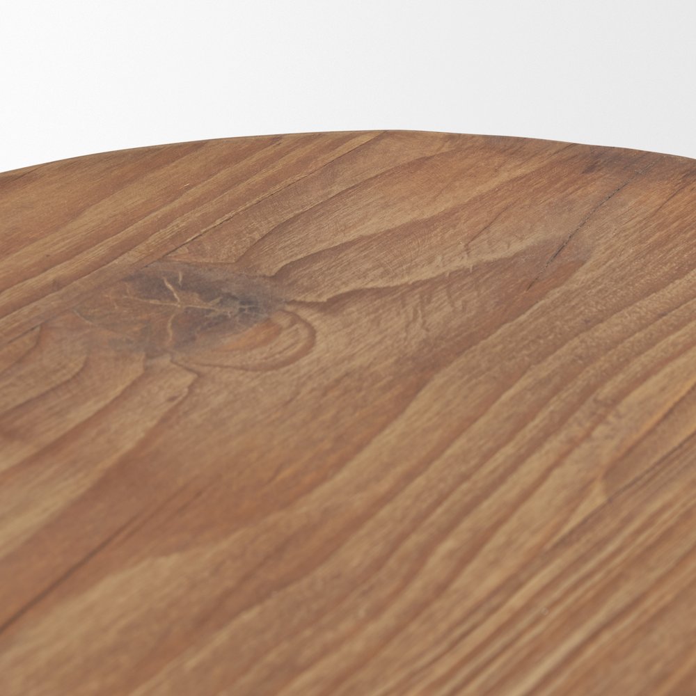 Tahlia Round Natural Brown Wood Angled Legs Stool. Picture 6