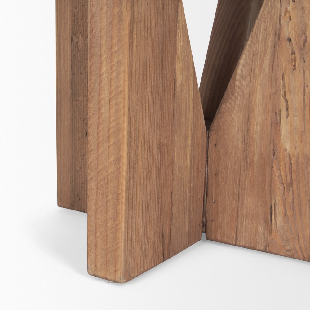 Tahlia Round Natural Brown Wood Angled Legs Stool. Picture 8