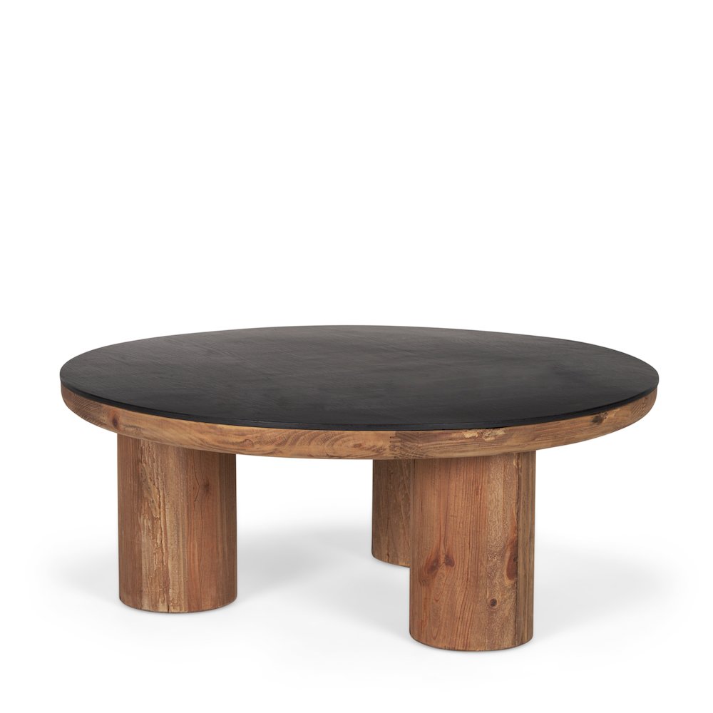 Tucson Natural Wood Round Black Oak Top Coffee Table. Picture 1