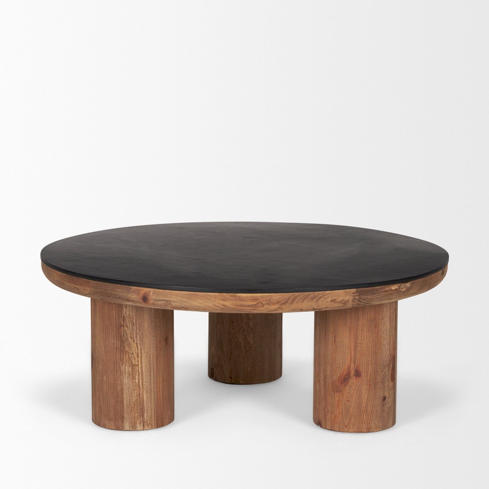 Tucson Natural Wood Round Black Oak Top Coffee Table. Picture 6