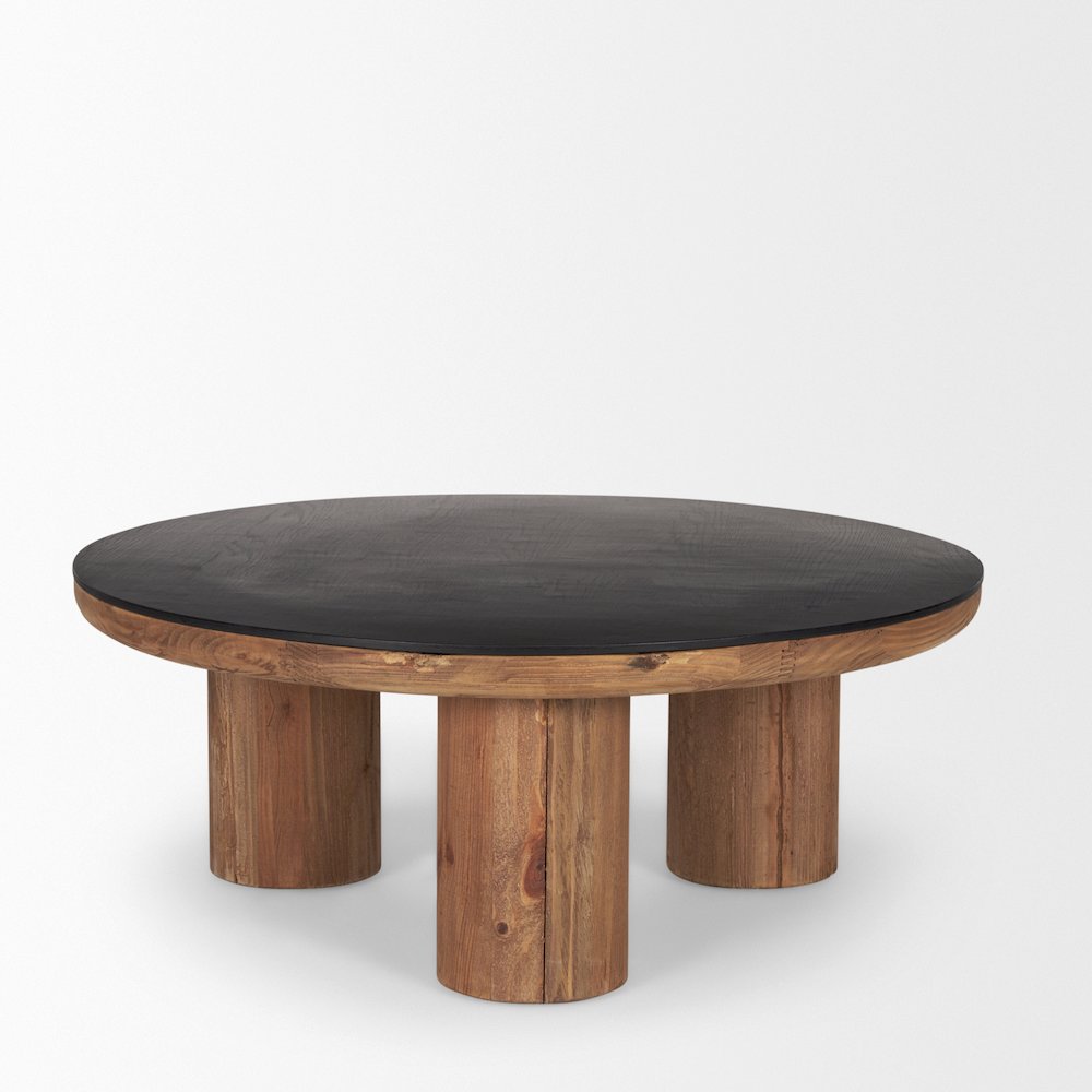 Tucson Natural Wood Round Black Oak Top Coffee Table. Picture 7