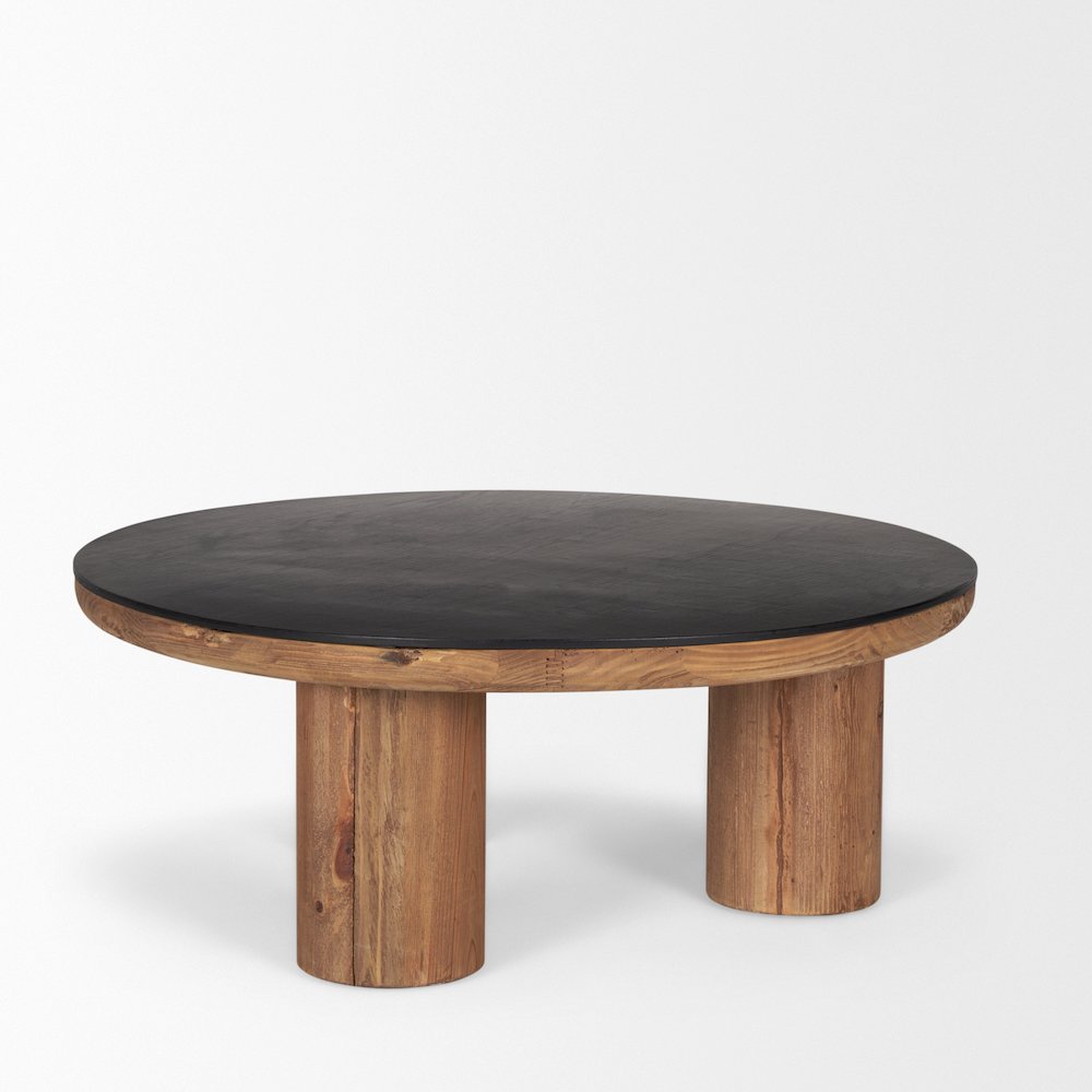 Tucson Natural Wood Round Black Oak Top Coffee Table. Picture 8