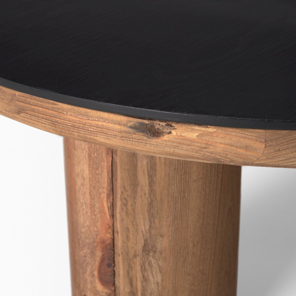 Tucson Natural Wood Round Black Oak Top Coffee Table. Picture 10