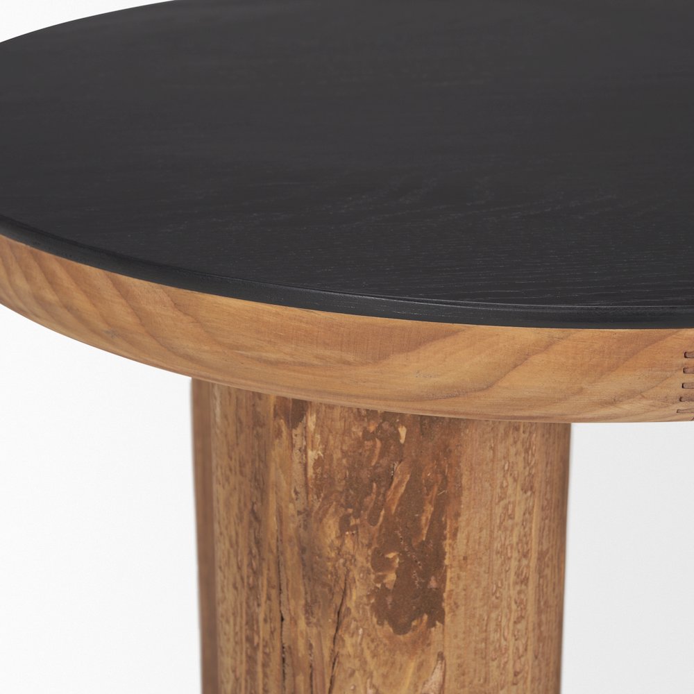 Tucson Natural Wood Round Black Oak Top Side Table. Picture 10