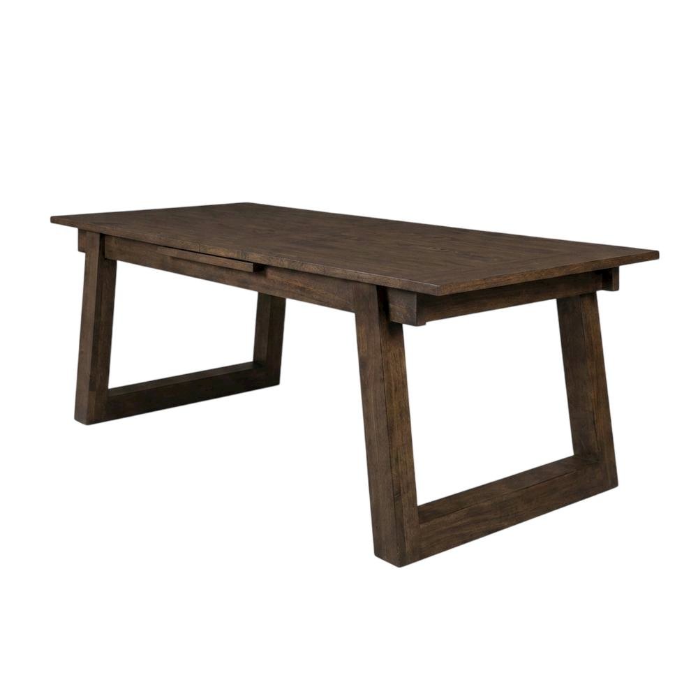 Dark Brown Extendable Dining Table with Oak and Birch Legs. Picture 1