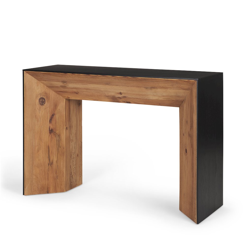 Natural Wood Black Oak Waterfall Console Table. Picture 1