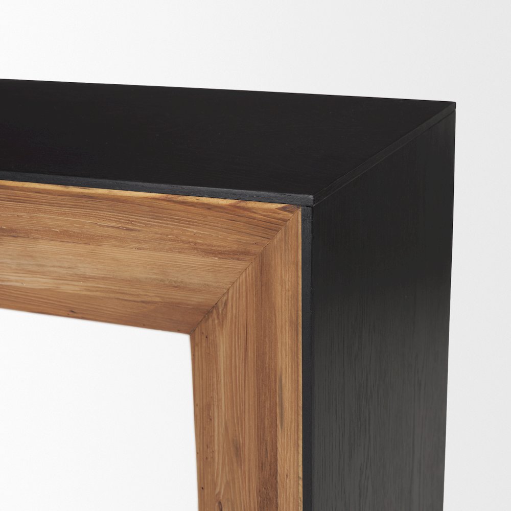 Natural Wood Black Oak Waterfall Console Table. Picture 2