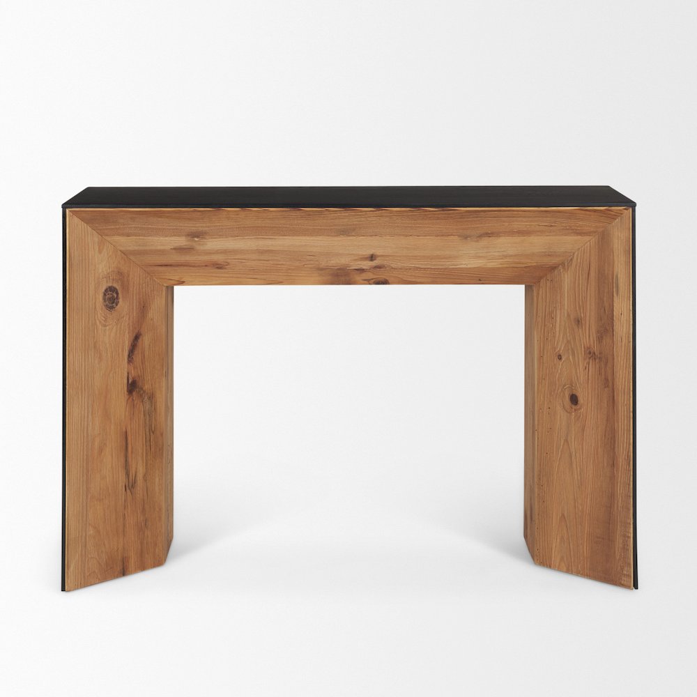 Natural Wood Black Oak Waterfall Console Table. Picture 7