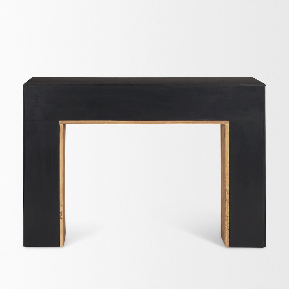 Natural Wood Black Oak Waterfall Console Table. Picture 9