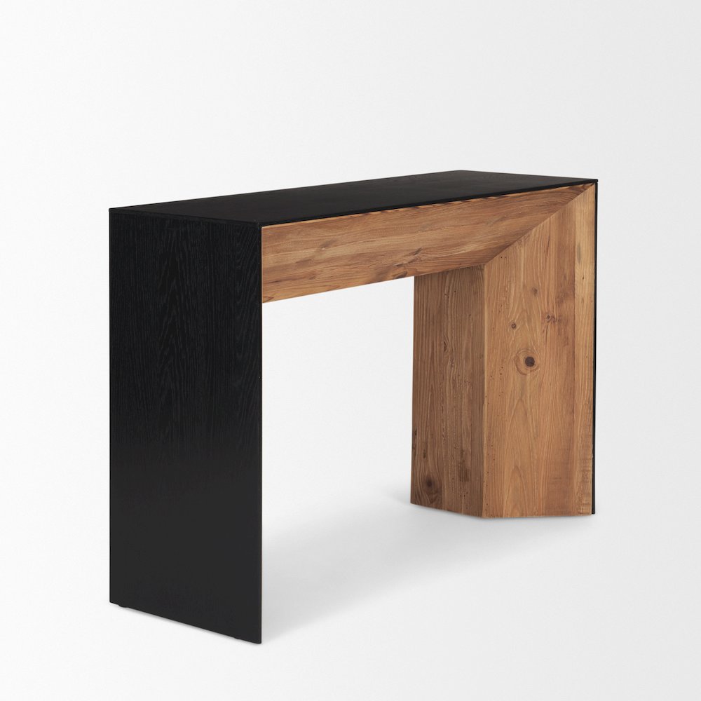 Natural Wood Black Oak Waterfall Console Table. Picture 10