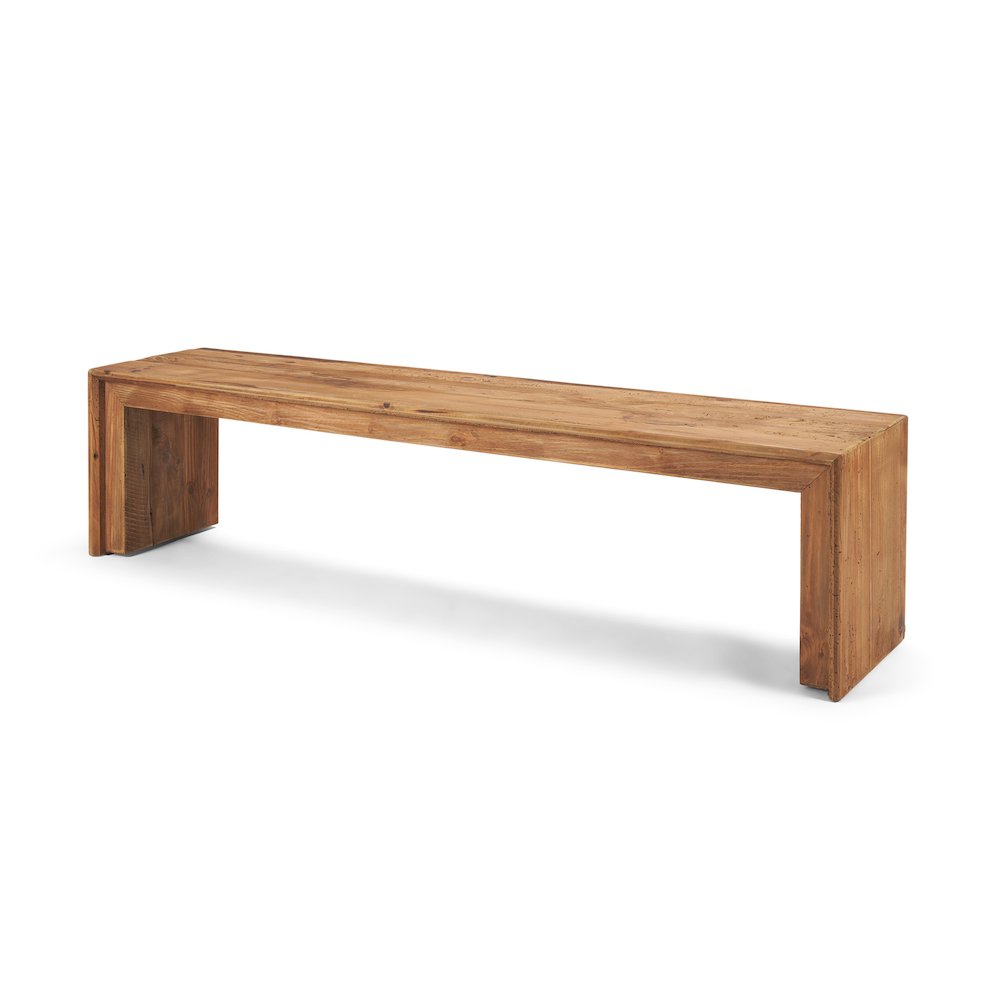 Rectangular Recycled Wooden Bench. Picture 1