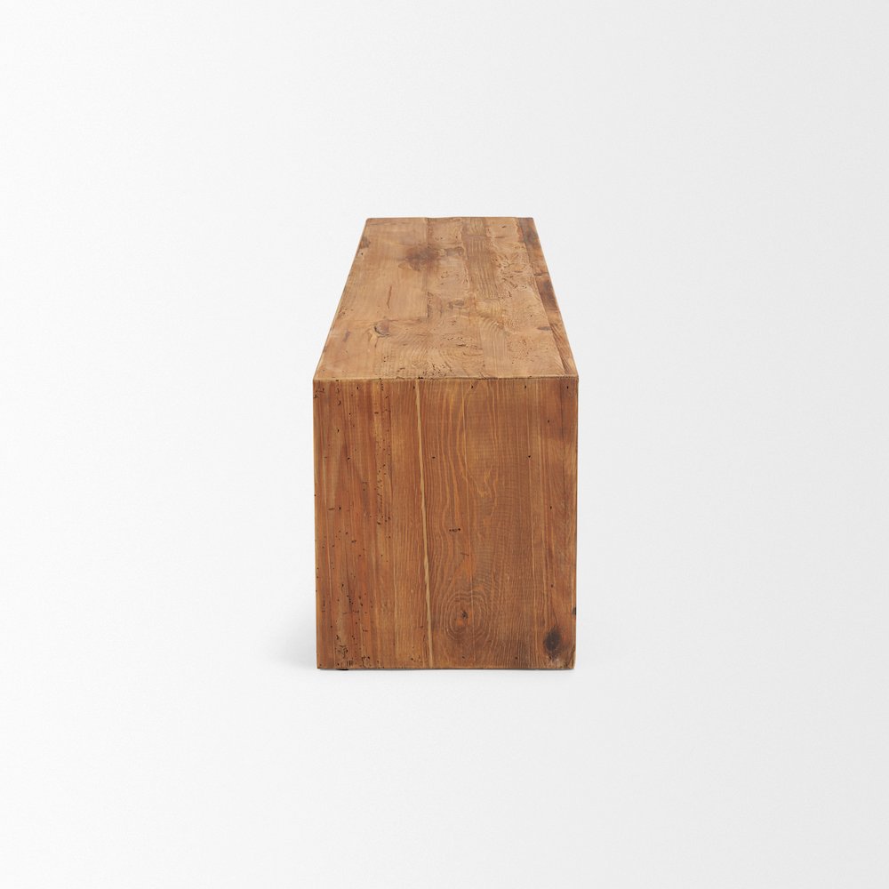 Rectangular Recycled Wooden Bench. Picture 5