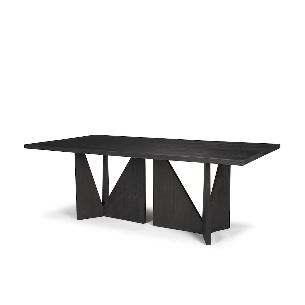Tarro 84" Rectangular Textured Black Wood Geometrical Base Dining Table. Picture 1