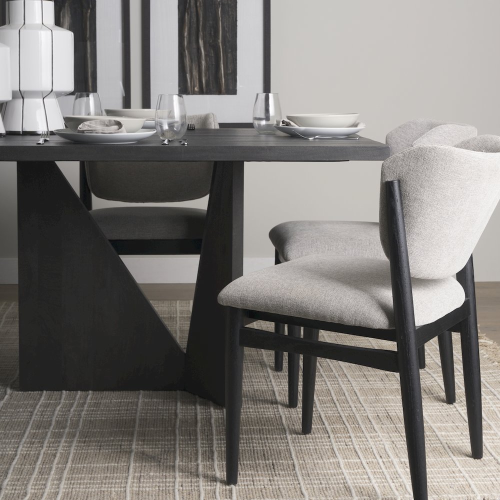 Tarro 84" Rectangular Textured Black Wood Geometrical Base Dining Table. Picture 4