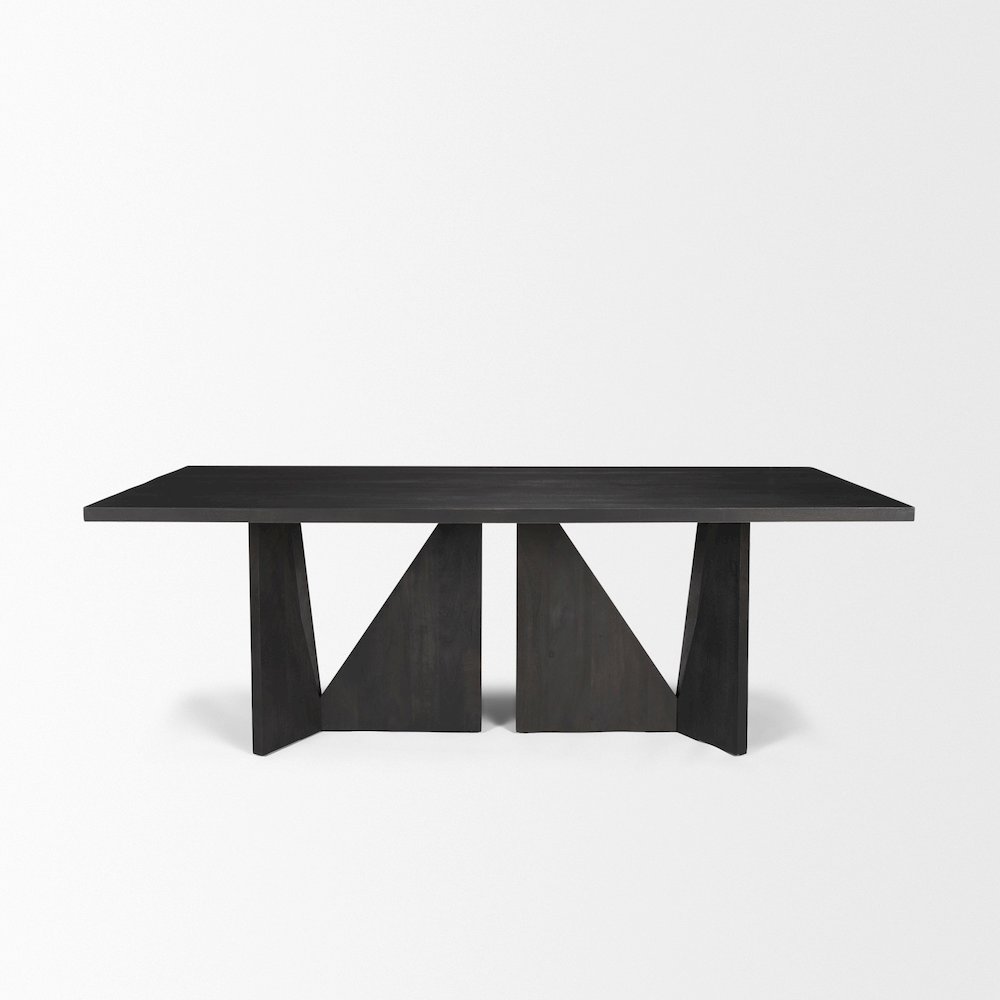 Tarro 84" Rectangular Textured Black Wood Geometrical Base Dining Table. Picture 6
