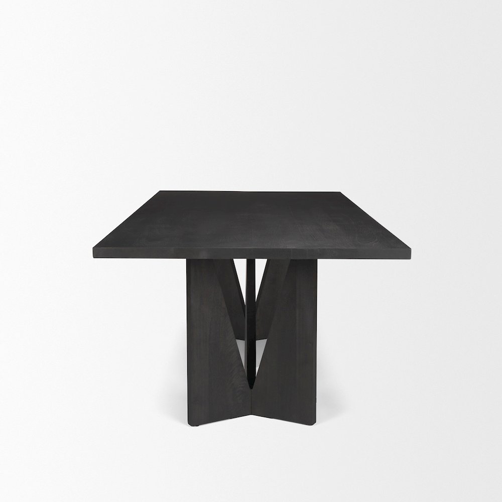 Tarro 84" Rectangular Textured Black Wood Geometrical Base Dining Table. Picture 7