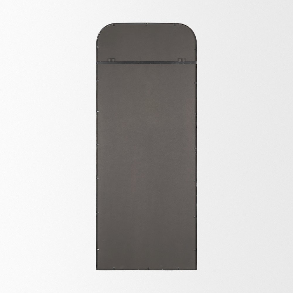 Tamira Tall Brushed Gunmetal Metal Arched Mirror. Picture 4