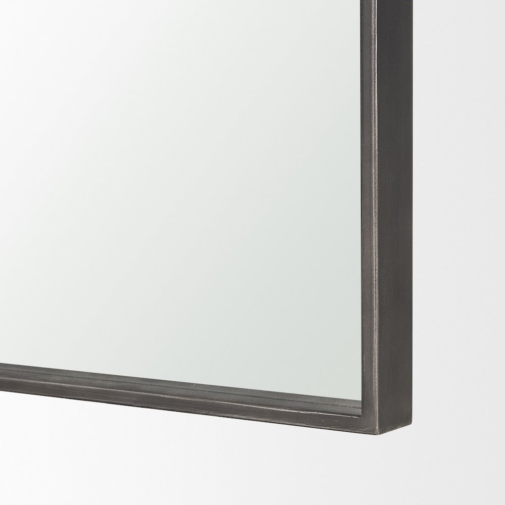 Tamira Tall Brushed Gunmetal Metal Arched Mirror. Picture 6