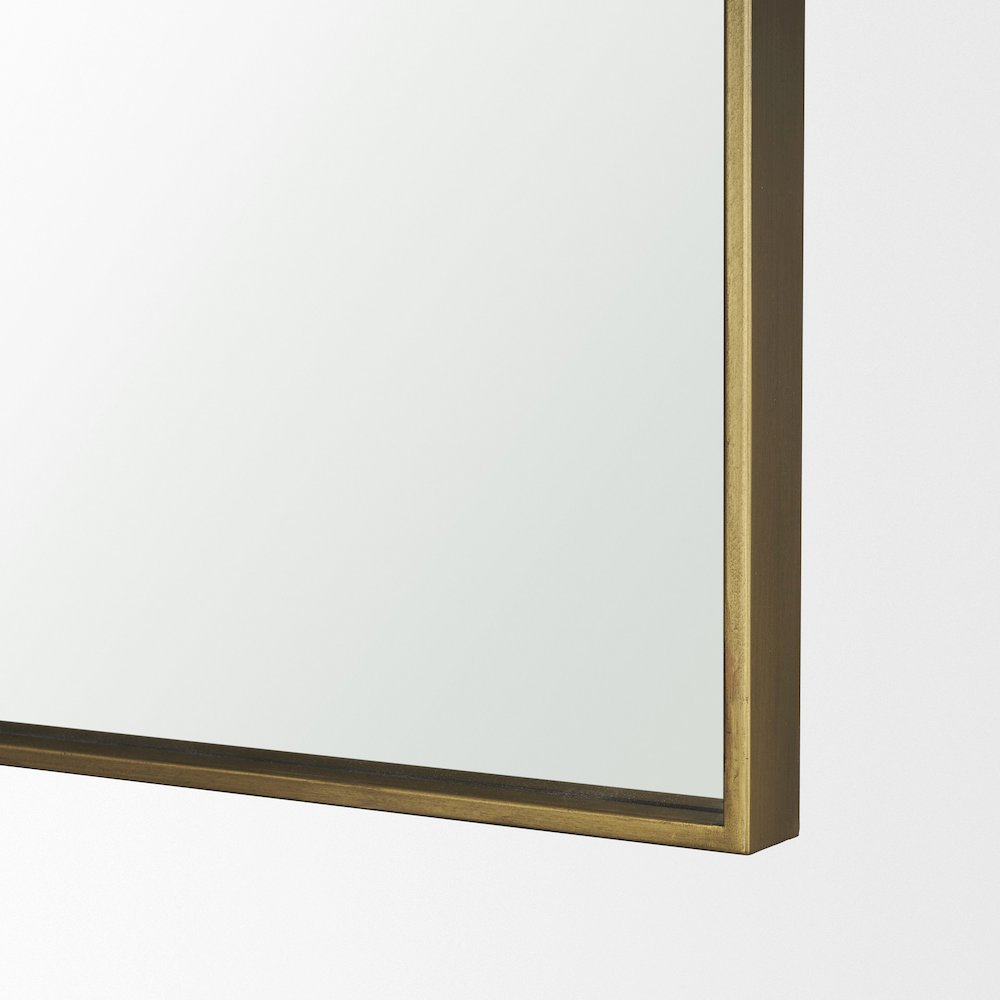 Tamira 75.8" Tall Brushed Brass Metal Arched Mirror. Picture 5