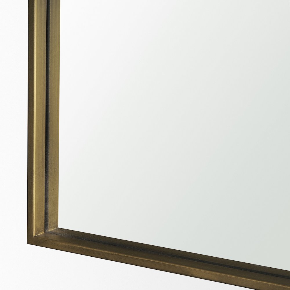 Tamira 75.8" Tall Brushed Brass Metal Arched Mirror. Picture 6