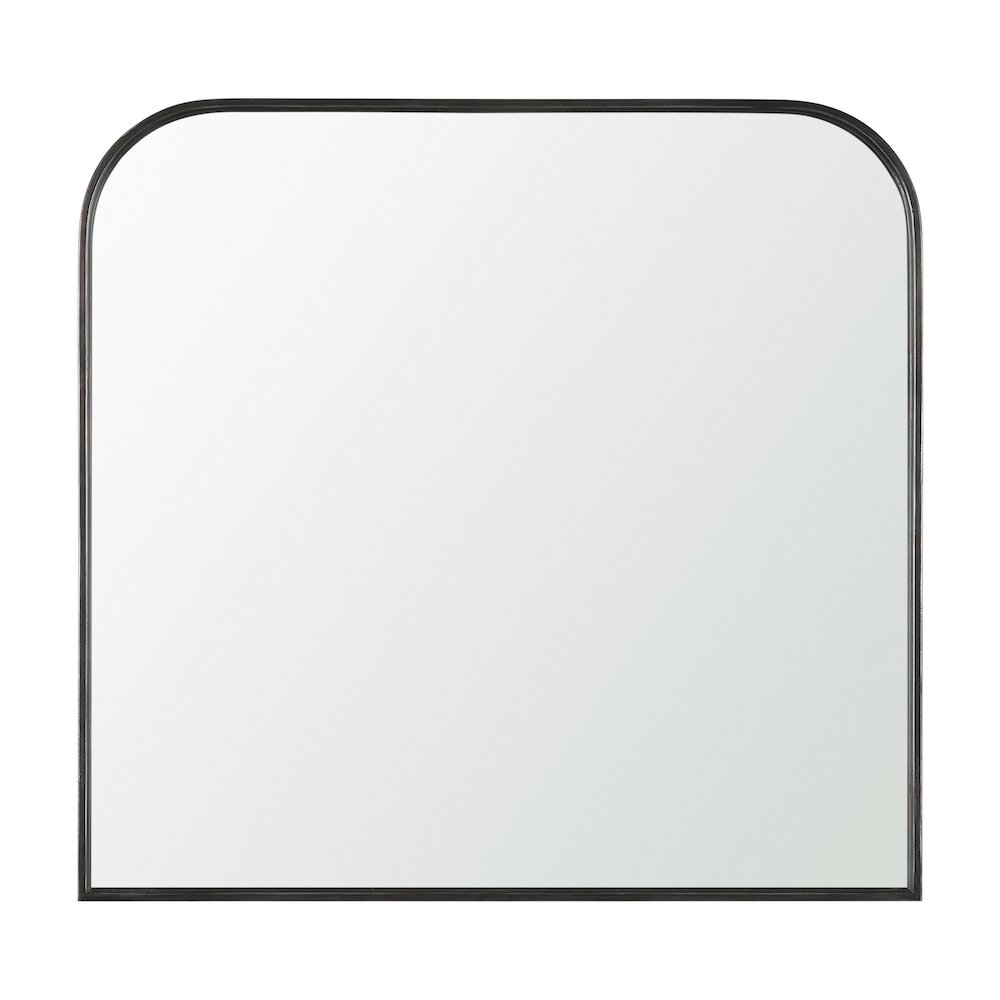 Timon Brushed Black Metal Frame Square Arched Mirror. Picture 1