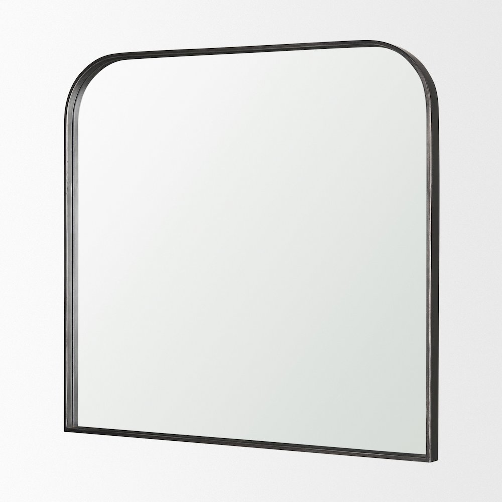 Timon Brushed Black Metal Frame Square Arched Mirror. Picture 3