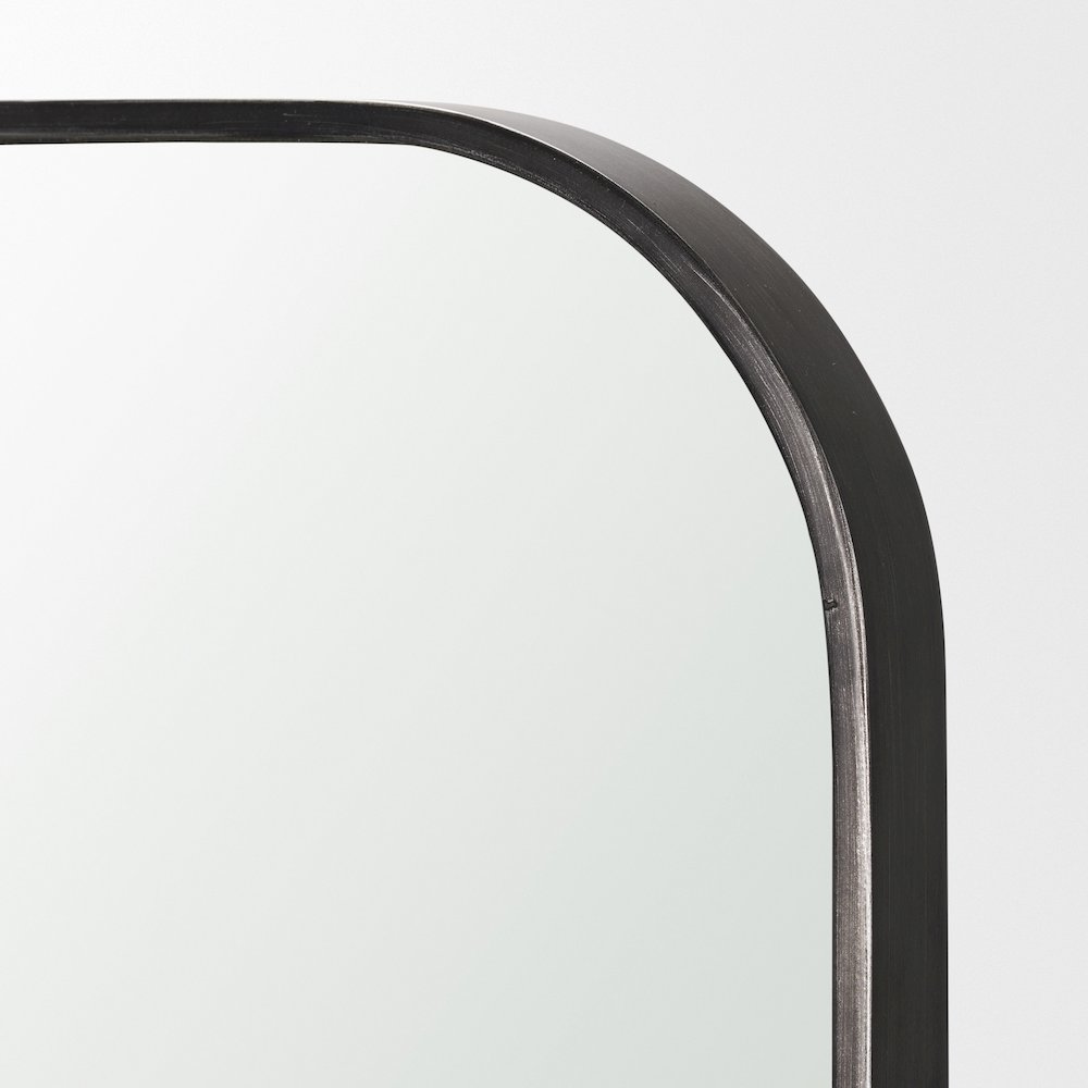 Timon Brushed Black Metal Frame Square Arched Mirror. Picture 5
