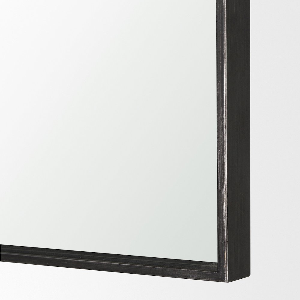 Timon Brushed Black Metal Frame Square Arched Mirror. Picture 6