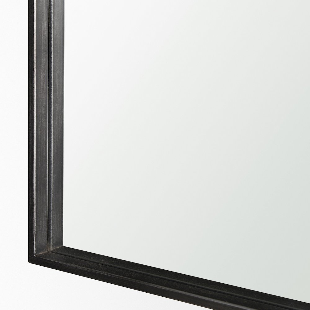 Timon Brushed Black Metal Frame Square Arched Mirror. Picture 7