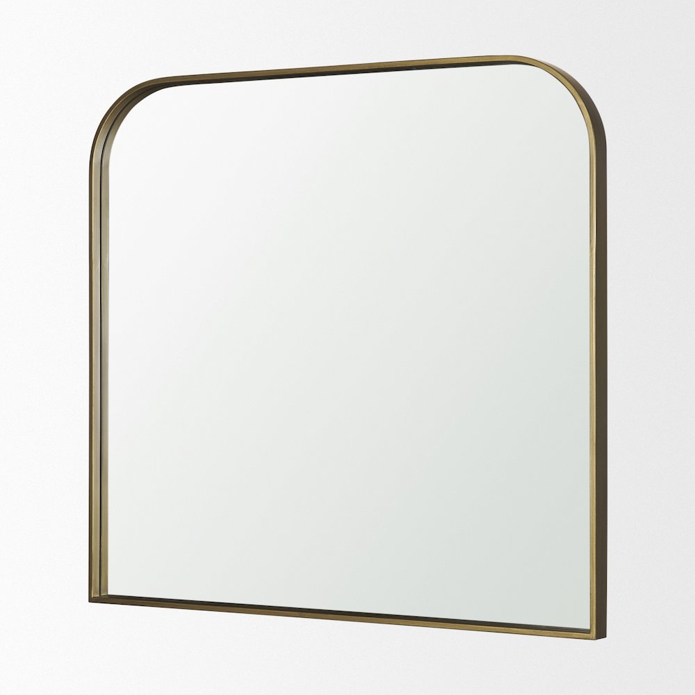 Timon Brushed Gold Square Arched Mirror. Picture 2